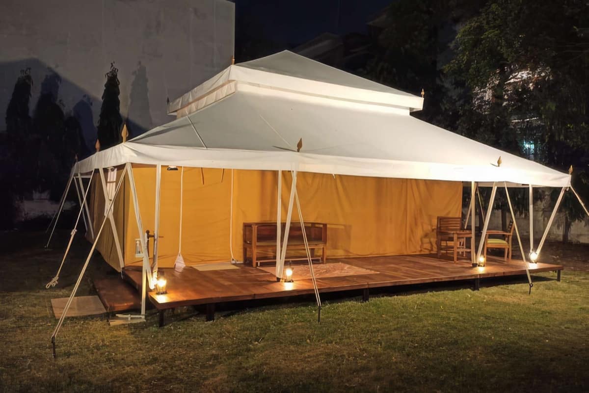 Royal tent at a Pulp Hotels Kumbh camp